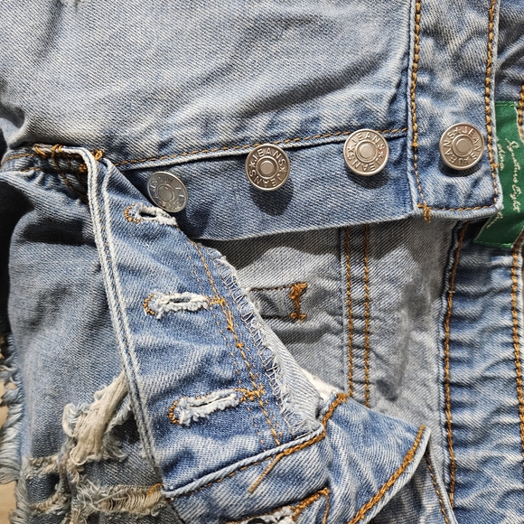 Signature Eight Denim Beachy Destroyed Distressed Hot Shorts Med - Picture 10 of 10